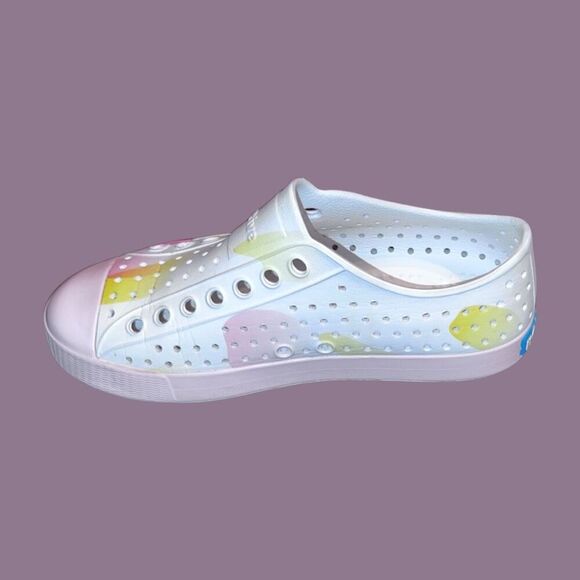 Native Shoes Shell White/Calm Pink/Calm Blob Jefferson Adult Slip-On Navy Sneake - Picture 3 of 8